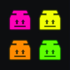 Box four color glowing neon vector icon