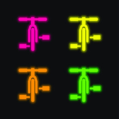 Obraz premium Bicycle four color glowing neon vector icon
