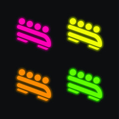 Bobsled four color glowing neon vector icon
