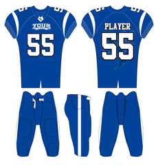 American Football jersey design with an elegant edgy and wild look. Football gear template mockup perfect fit for all sports. The designs that go on casual wear, shirts, fashions apparels, and all kin