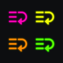 Bottom four color glowing neon vector icon