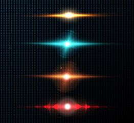 Bright light effect with rays and highlights for vector illustration.	