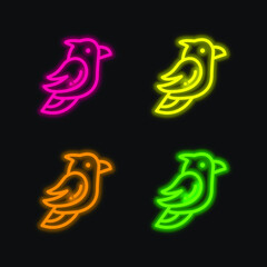 Bird four color glowing neon vector icon