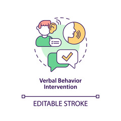 Verbal behavior intervention concept icon. Autistic behavior correction abstract idea thin line illustration. Teaching communication, language. Vector isolated outline color drawing. Editable stroke - obrazy, fototapety, plakaty