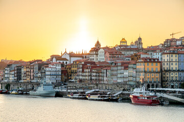 Fototapeta premium Historic downtown of Porto by sunset, Portugal