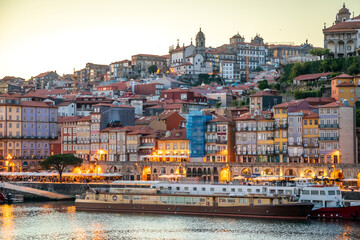 Historic downtown of Porto by sunset, Portugal