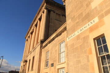 Royal Crescent building name at the city of Bath