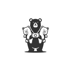 mascot logo bear with two cubs photography.