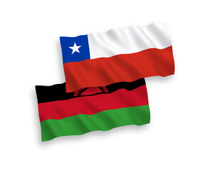 Flags of Malawi and Chile on a white background