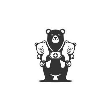 mascot logo bear with two cubs photography.