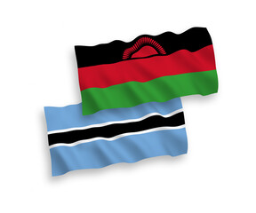 Flags of Malawi and Botswana on a white background