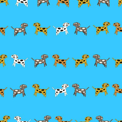 seamless puppy dog pinstripe pattern on blue