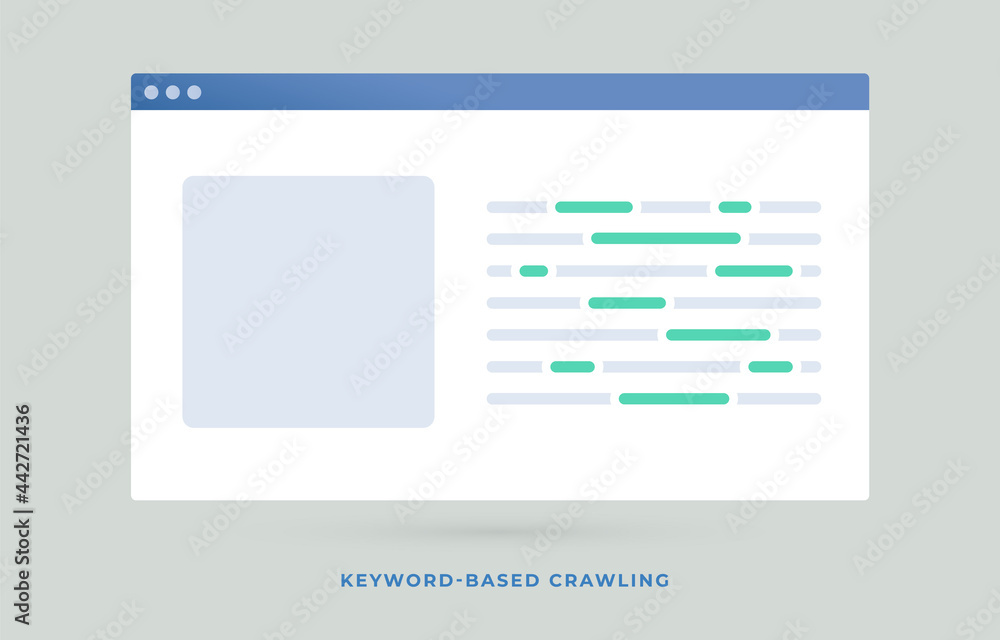 Poster keyword-based crawling search engine optimization seo flat vector illustration. query-based focused 