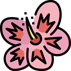 hibiscus flower color outline icon