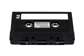 Audiocassette, old retro style and analog music tape or cassette, cut out
