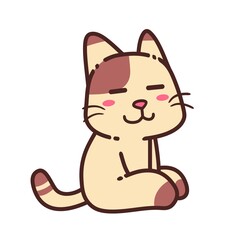 Cute Adorable Happy Brown Cozy Relax Cat cartoon doodle vector illustration flat design style