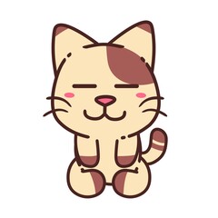 Cute Adorable Happy Brown Cozy Relax Cat cartoon doodle vector illustration flat design style