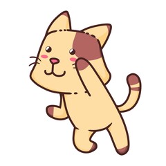 Obraz na płótnie Canvas Cute Adorable Happy Brown Cat cartoon doodle vector illustration flat design style