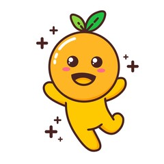 Cute Adorable Happy Orange Fruit Character cartoon doodle vector illustration flat design style