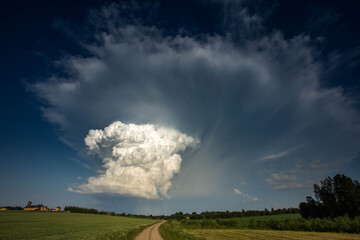 Obraz na płótnie Canvas Cumulonimbus capillatus incus cloud, isolated storm cloud