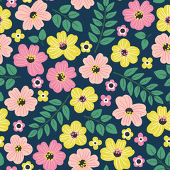 Summer seamless pattern with flowers