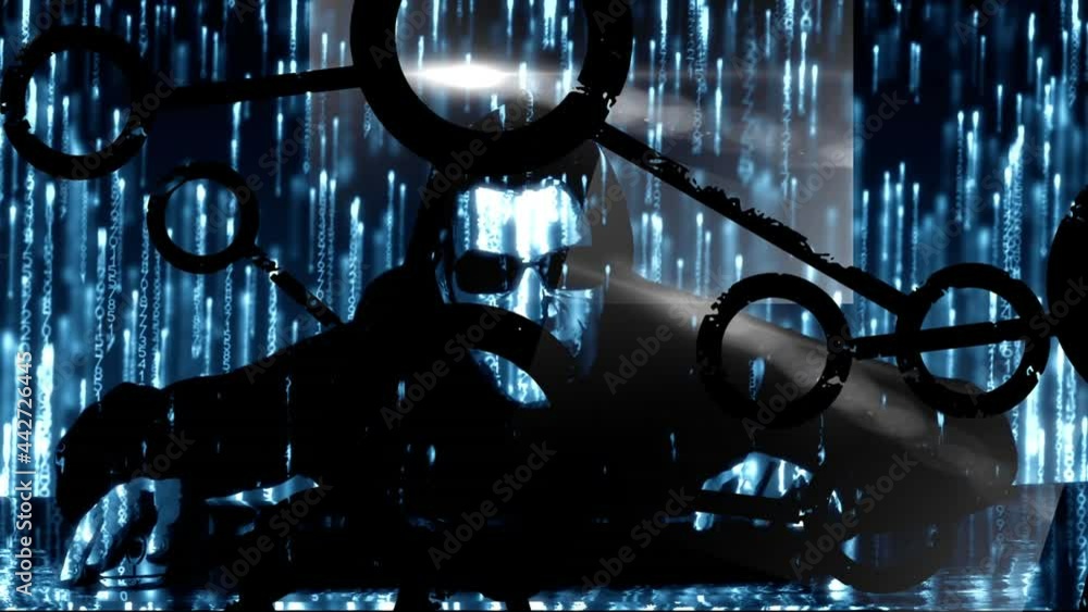 Poster animation of networks of connections over computer hacker