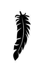 illustration of an old feather. Feather silhouette. Retro image of letter with feather icon.