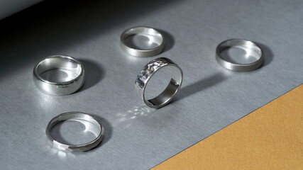 Assortment of sparkling sterling silver wedding rings