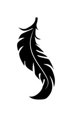 illustration of an old feather. Feather silhouette. Retro image of letter with feather icon.