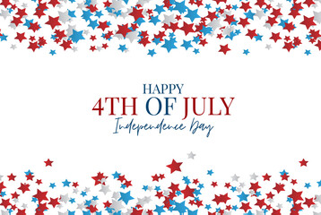 4th of July. USA banner background. United States of America Independence Day. American national patriotic holiday design with lettering. Vector illustration.