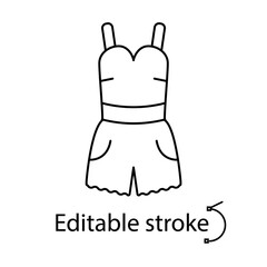 Home suit tank top and shorts outline icon. Homewear and sleepwear. Customizable linear contour symbol. Editable stroke