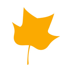 Orange autumn leaf, herbal element. Can be used as sign, symbol, icon. Fall orange leaf silhouette. Autumn botanical vector flat plant element. Stock vector illustration isolated on white background.