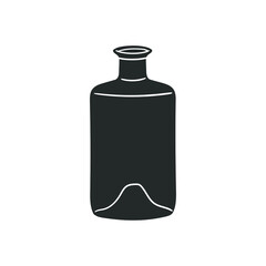 Empty Bottle Icon Silhouette Illustration. Glass Container Vector Graphic Pictogram Symbol Clip Art. Doodle Sketch Black Sign.