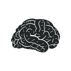 Brain Anathomy Icon Silhouette Illustration. Human Body Parts Vector Graphic Pictogram Symbol Clip Art. Doodle Sketch Black Sign.