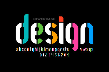 Modern lowercase style font design, alphabet letters and numbers vector illustration