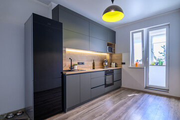 Modern luxury dark gray kitchen