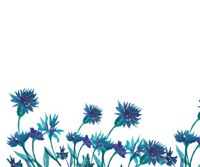 watercolor landscape and nature, simple illustration with trees, road and river, sky, Landscape of foggy forest, winter hill. Wild nature, frozen, misty, taiga. watercolor background