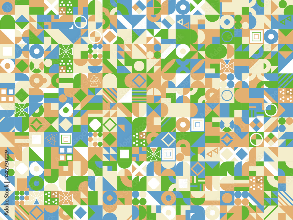 Poster colorful pattern with different shapes objects. texture background for textile, print, paper, fabric