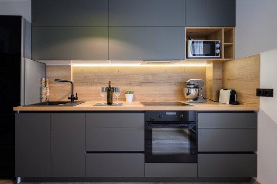 Modern luxury dark gray kitchen