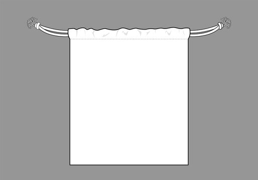 Blank White Drawstring Bag Template  On Gray Background, Vector File