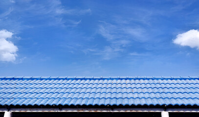 blue roof tiles background is sky © pornchai