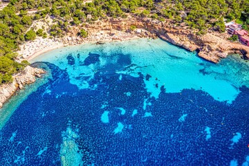 blue water surface in ibiza, spain