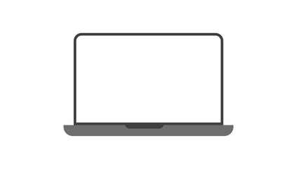 Modern business template with laptop, computer on white background. Vector mockup isolated. Home office workplace. Freelance. White screen, for web design. Black and gray color.