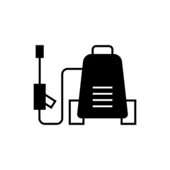 High pressure washer icon in solid black flat shape glyph icon, isolated on white background 