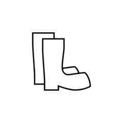 Boots icon in flat black line style, isolated on white background 