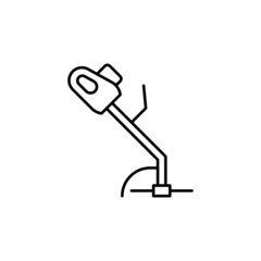 Brushcutter icon in flat black line style, isolated on white background 