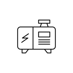 Power Generator icon in flat black line style, isolated on white background 