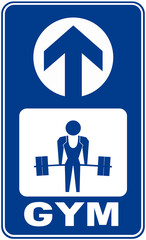 A sign that indicates the gym room or weight room.