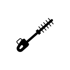 Long pole saw icon in solid black flat shape glyph icon, isolated on white background 