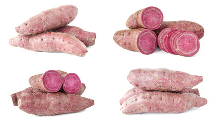 Collection of sweet potato isolated on white background